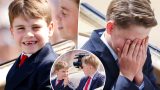 Conversazione adorabile tra il principe louis e il principe george durante il trooping the colour